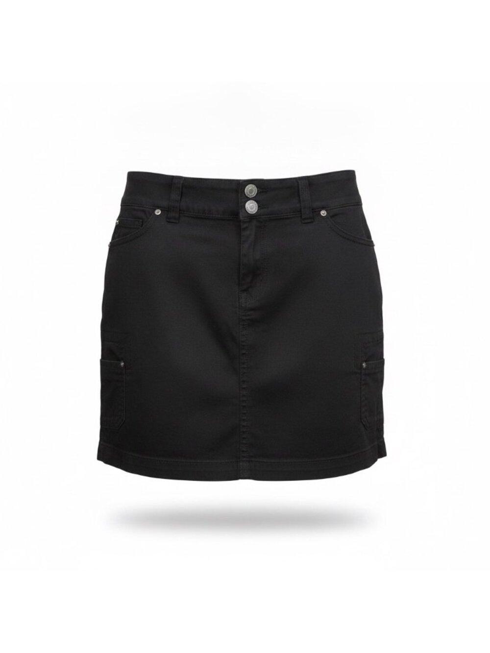 White House Black Market Womens Black Cotton Blend Cargo Mini Skirt Size 4